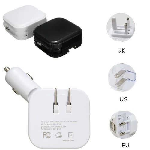 شارژر فندکی ماشین تاشو 2 در 1 با دو پورت USB مدل CH-316